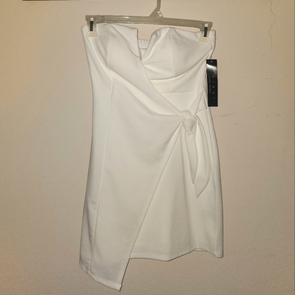NWT Trixi White mini Romper Skort Dress w Shorts Bachelorette Dress Large